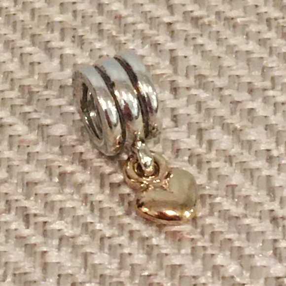 PANDORA 14k Yellow Gold Heart Dangle - Picture 6 of 8